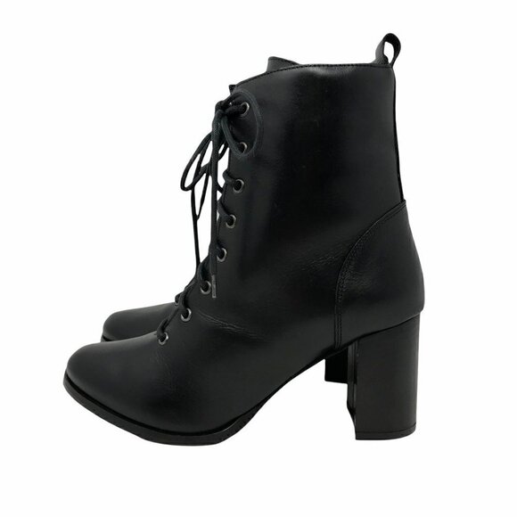 Black Lace-Up Ankle Boots - Picture 2 of 10